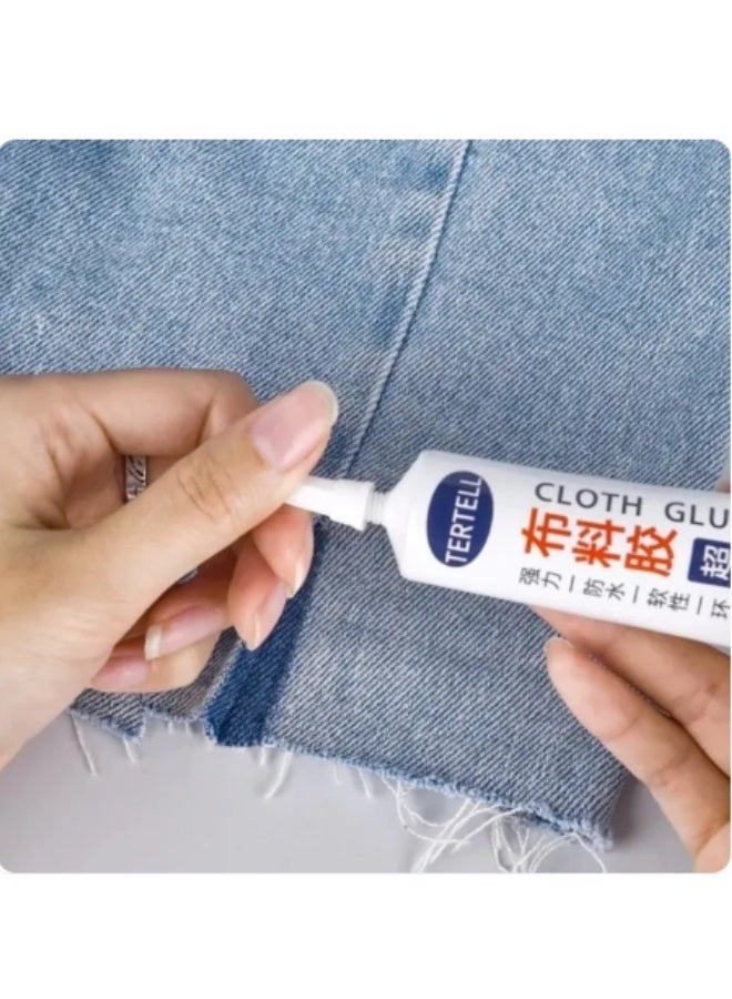 TERTELL Strong Fabric Adhesive Glue 50ML – Clear Drying Waterproof Permanent Sew Glue, Washable & Heat Resistant No-Sew Fabric Repair Glue for Clothes, Patches, Hemming, DIY Crafts, Suitable for All Fabrics - Image 3